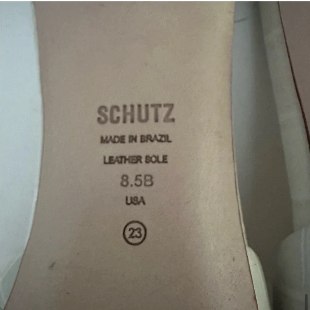 Schutz The Queliana Croc Embossed Mule Block Heel Slip-On Sandal,White, Size 8.5